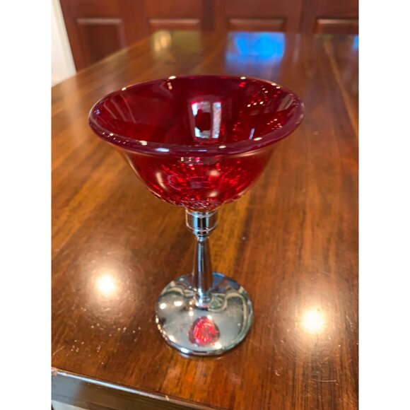 Vintage Cambridge Tally Ho Ruby Red And Chrome Liquor Glasses. 1930s - Picture 14 of 15